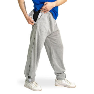 Штани адаптивні лікарняні Кіраса 4223 при травмуванні ніг, легкий трикотаж, сірі