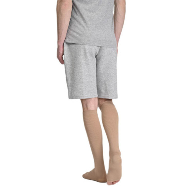 Компрессионные гольфы мужские 2 класс Soloventex Comfort 220-232 с открытым носком, плотные, высокие, бежевые