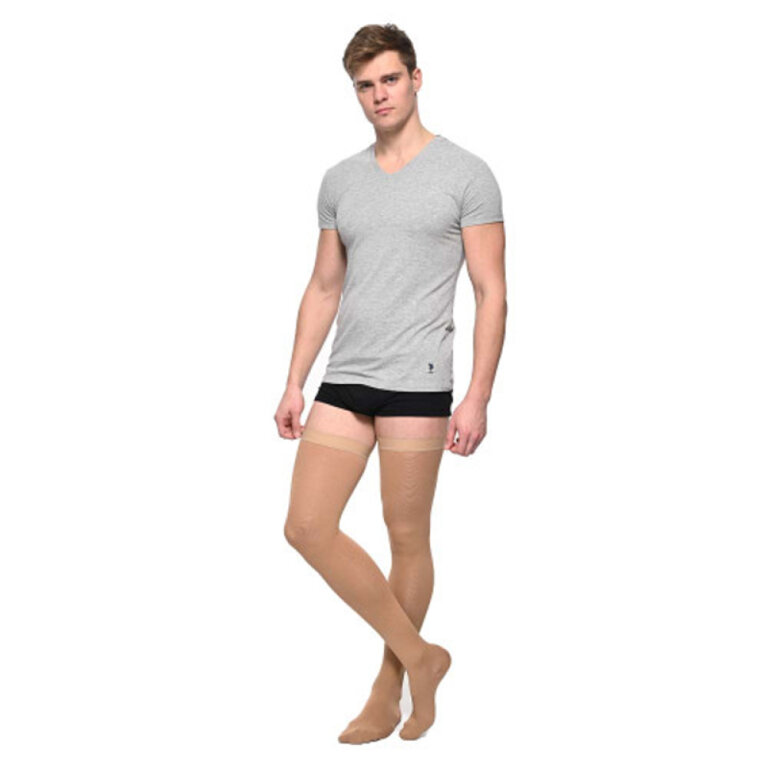 Панчохи компресійні чоловічі 2 клас (23-32 мм.рт.ст.) Soloventex Comfort 421-242 з закритим носком, щільні, низькі, бежеві