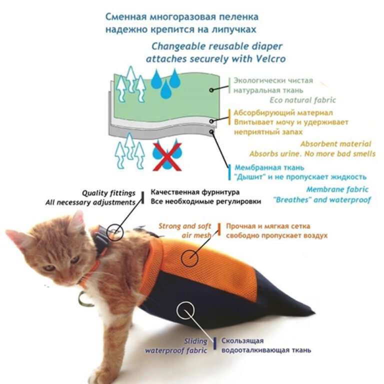 Повзунки для тварин сумка-конверт FRAKISHTAK (у комплекті одна багаторазова пелюшка) колір: чорний з червоним