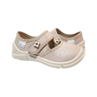 Домашні текстильні капці Waldi Laura, бежеві (декор «Квітка»)