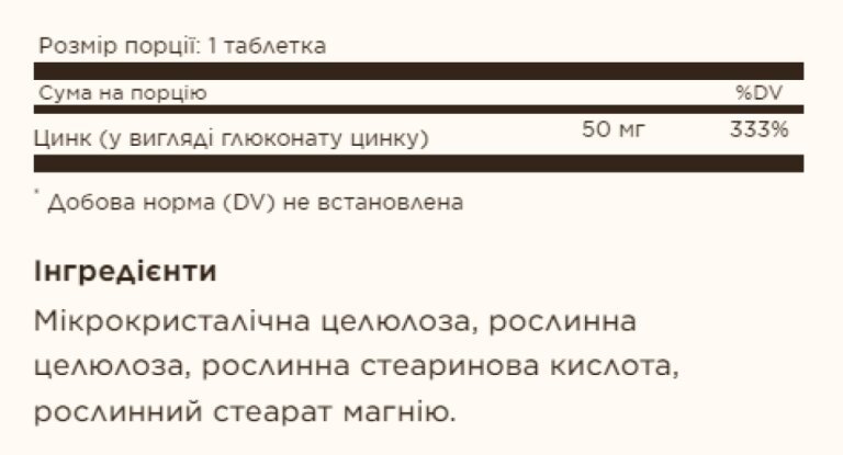 Zinc 50mg - 100 tabs