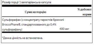Sulforaphane from Broccoli Sprout Extract 400 mcg - 60veg caps