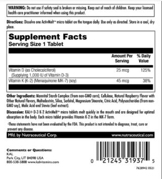 D3 & K2 25mcg - 60 tabs Raspberry