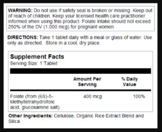 Methyl Folate 400mcg - 90 tabs