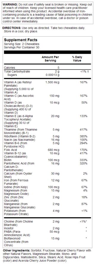 Kids Vitamins & Minerals - 60 chewables Black Cherry