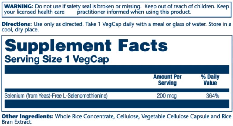 Selenium Yeast Free 200mcg - 90 vcaps