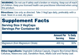 Magnesium Citrate 400mg - 180 vcaps