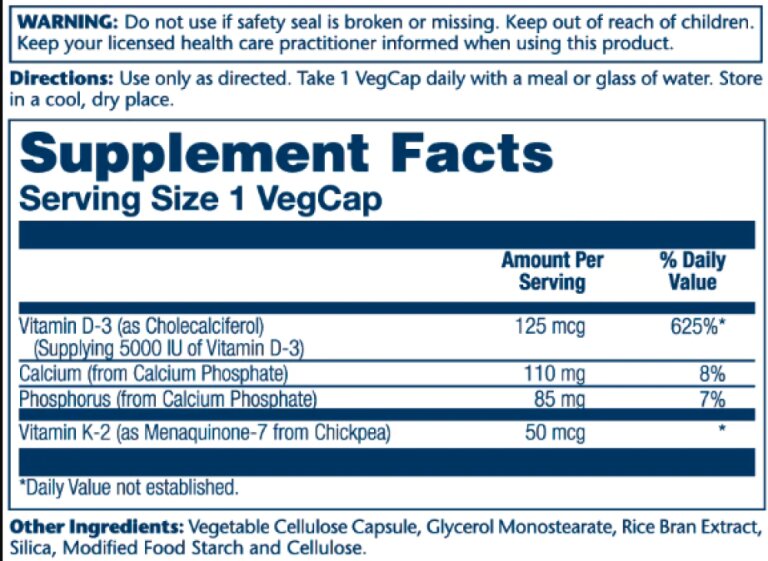 Vitamin D-3 & K-2 - 60 vcaps