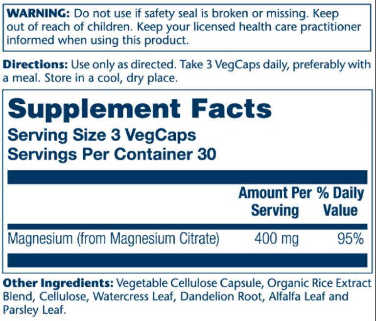 Magnesium Citrate 400mg - 90 vcaps