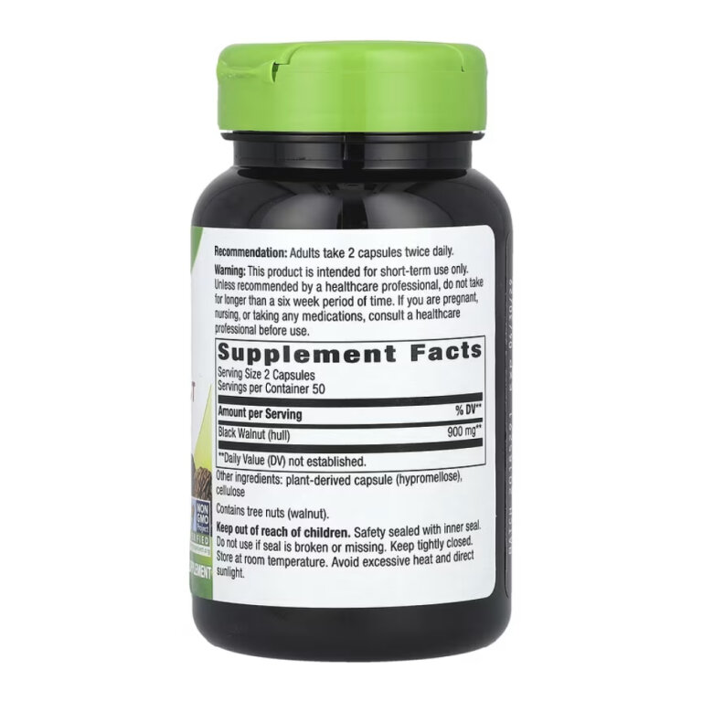 Black Walnut Hulls - 100 vcaps