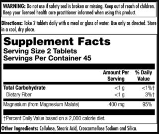 Magnesium Malate 400mg - 90 tabs
