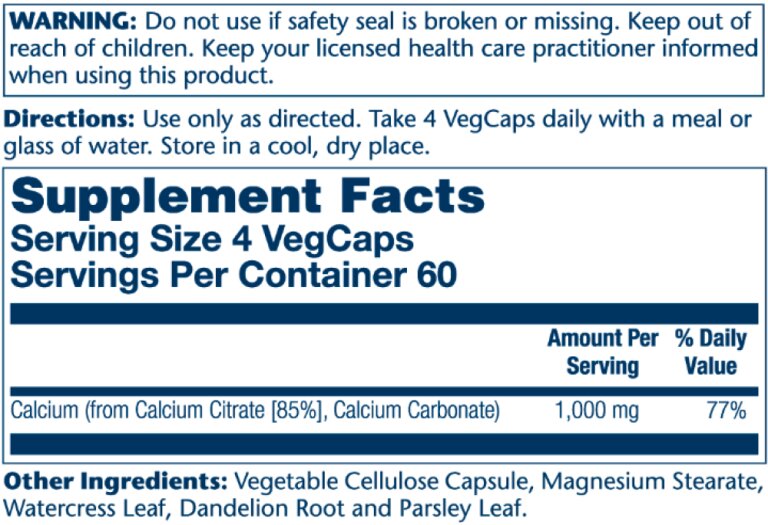 Calcium Citrate 1000mg - 240 vcaps