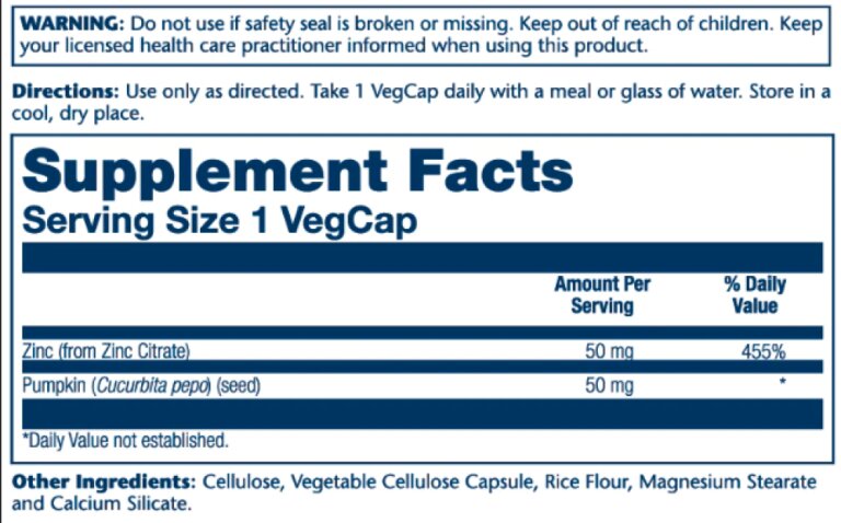 Zinc Citrate 50mg - 60 vcaps