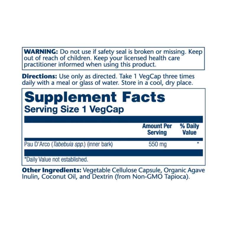 Pau D'Arco Bark 550mg - 100 vcaps