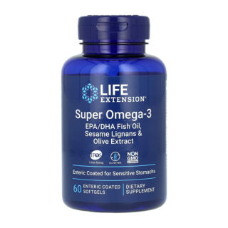 Super Omega-3 EPA/DHA Fish Oil Sesame Lignans & Olive Extract Enteric Coated - 60 softgels