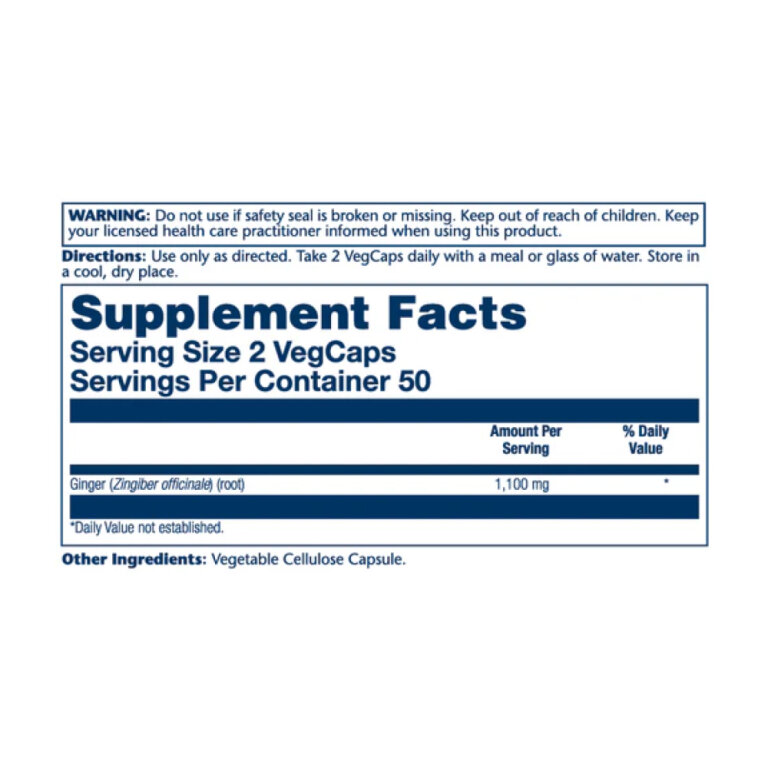 Ginger Root 1100mg (2 serv. of 550mg) - 100 vcaps