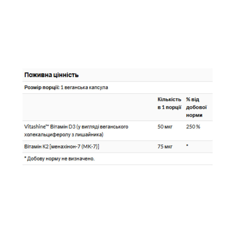 Vitamins D3 & K2 2000 Iu & 75mcg - 60 vcaps