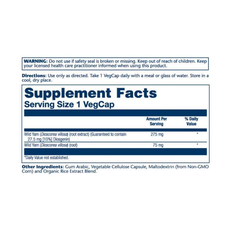 Wild Yam Root Extract 275mg - 60 vcaps