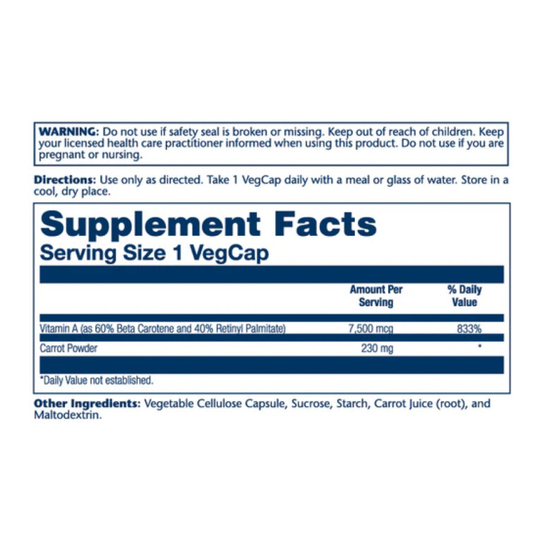 Vitamin A Dry Form 7600mcg - 60 caps