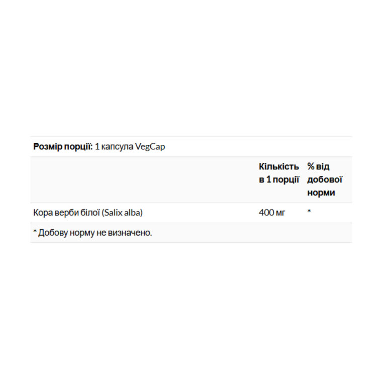 White Willow Bark 400mg - 100 vcaps