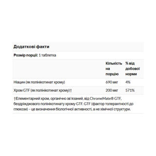 ChromeMate® Chromium GTF 200mcg Yeast Free - 120 tabs