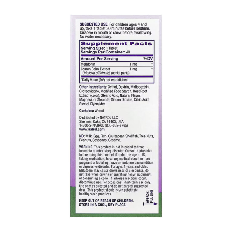 Kids Melatonin 1mg - 40 tabs