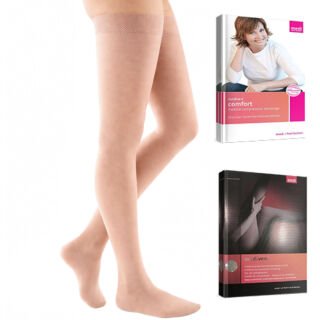 Компресійні панчохи на широке стегно Mediven Comfort 1 клас, пісочний