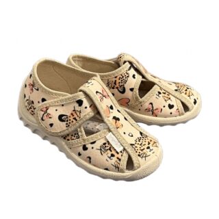 Дитячі капці текстильні Waldi Маша 360-761 бежеві, леопард