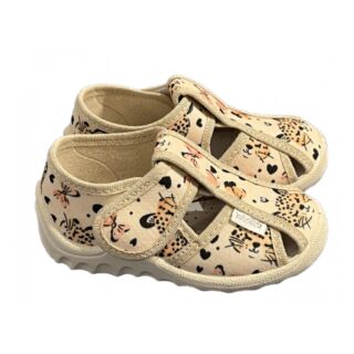 Дитячі капці текстильні Waldi Маша 360-761 бежеві, леопард