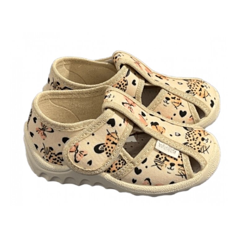 Дитячі капці текстильні Waldi Маша 360-761 бежеві, леопард
