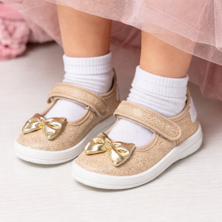Дитячі капці текстильні Waldi Ketty 276-715 золоті, бант