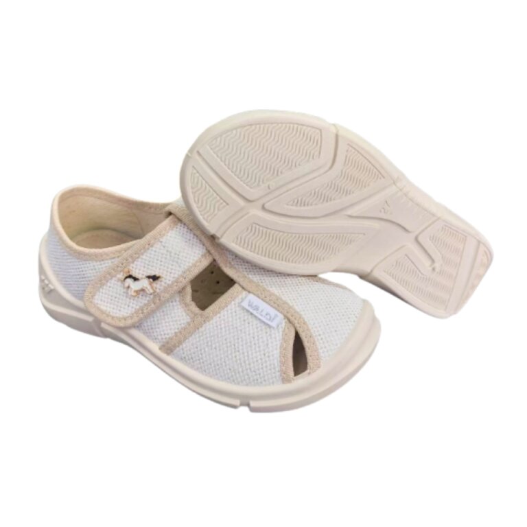 Дитячі капці текстильні Waldi Paolа 322-915 бежеві, єдиноріг