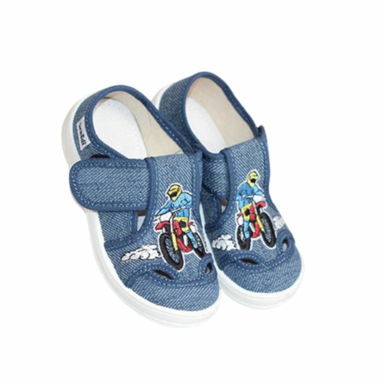 Дитячі капці текстильні Waldi Міша 12-854 синій, moto