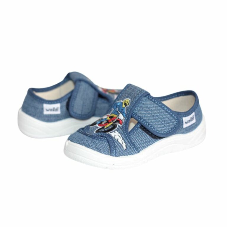 Дитячі капці текстильні Waldi Міша 12-854 синій, moto