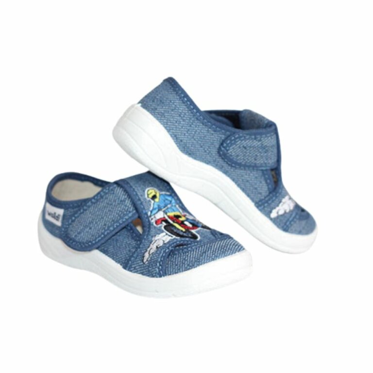Дитячі капці текстильні Waldi Міша 12-854 синій, moto