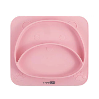 Силиконовая тарелка детская FreeON Bear, pink