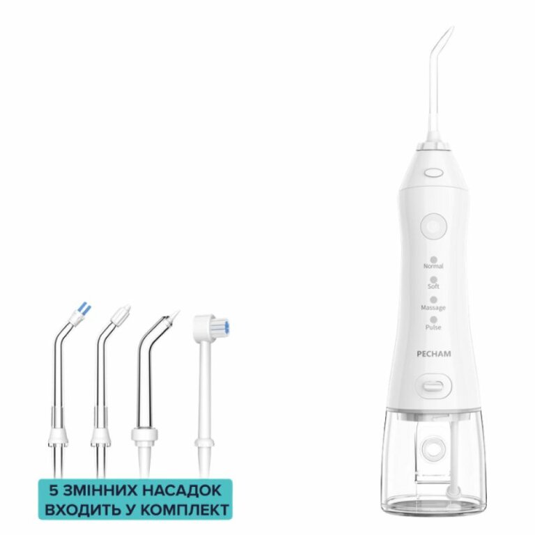 Іригатор PECHAM travel white PC-1581 – портативний зубний іригатор з насадками для догляду за ротовою порожниною.