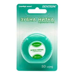 Зубная нить DENTIUM с ароматом мяты, 50 м